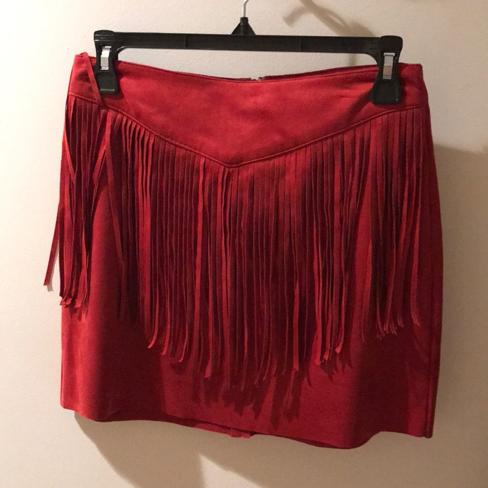 Forever 21 Red Fringe Skirt